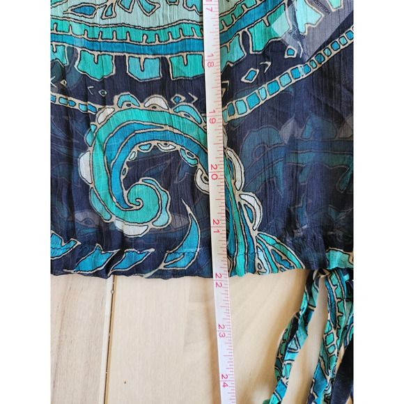 NWT Lucky Brand Sheer Boho Paisley Peasant Top, Size XS - Picture 11 of 12
